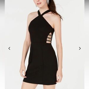 SPEECHLESS- Embellished Black Halter Mini Dress Size 3